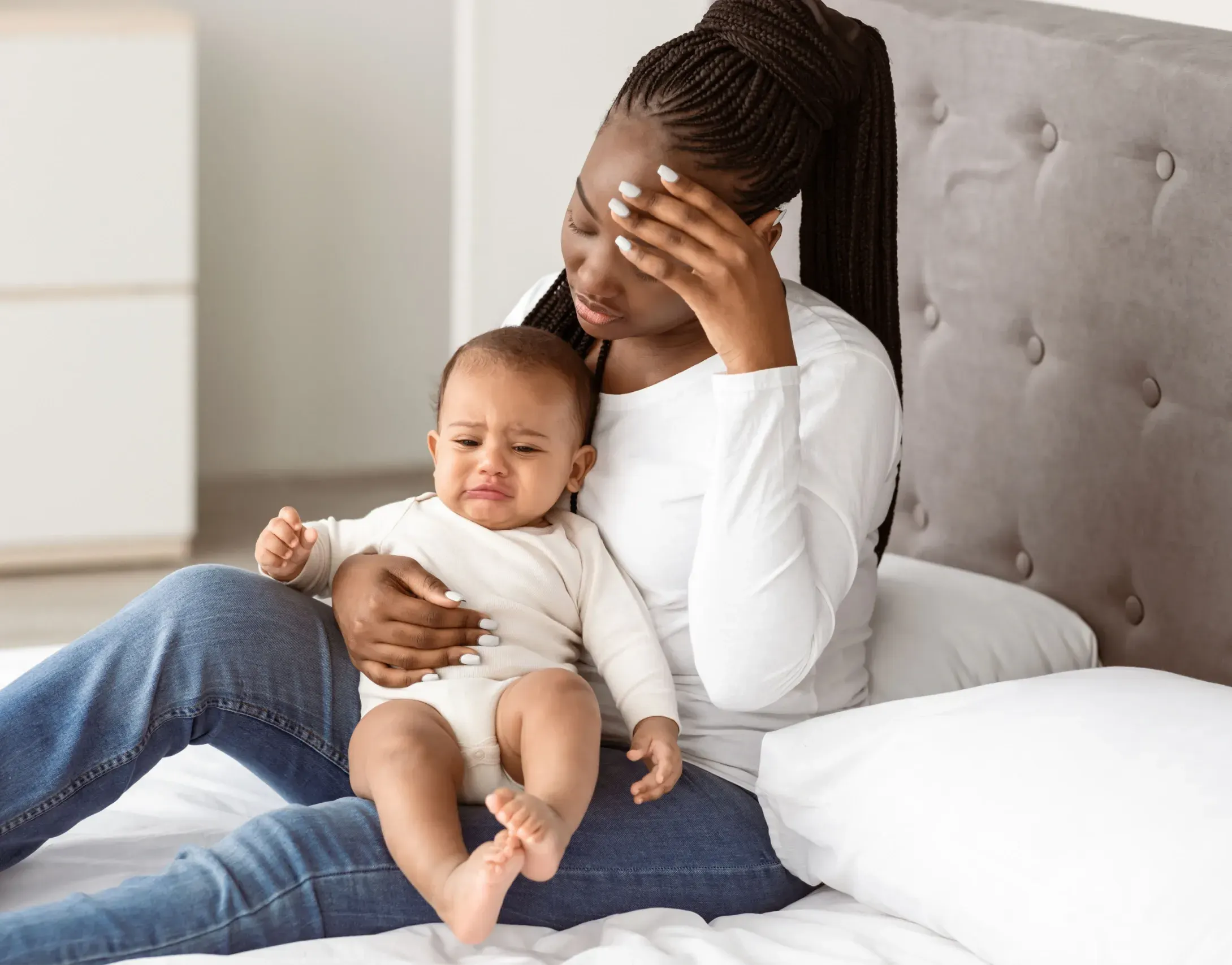 Mother experiencing signs of postpartum depression at Physicians Ketamine Institute Destin
